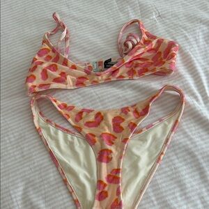 Pink and Orange Triangl Bikini Set